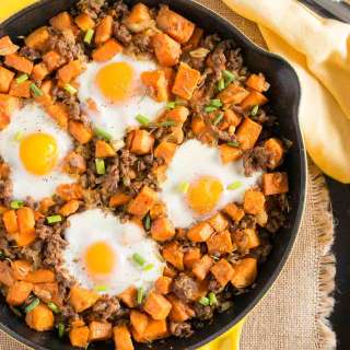 Sweet Potato Hash with Sausage and Eggs