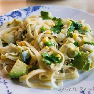 Quick Linguine with Avocado and Artichokes Recipe