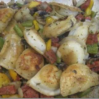 Smothered Pierogies with Sausage