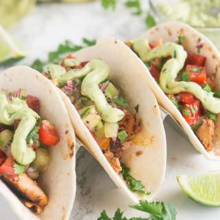 Blackened Salmon Tacos with Kiwi Pepper Salsa