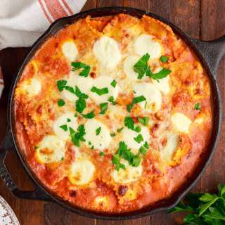 Cheesy Skillet Ravioli Bake