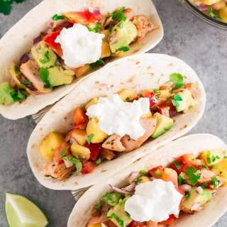 Blackened Salmon Tacos with Pineapple Avocado Salsa