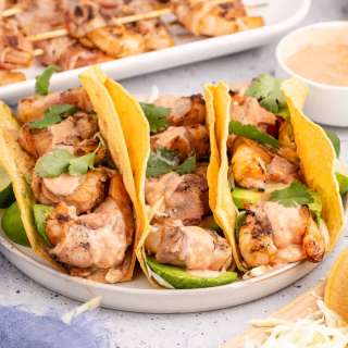 Grilled Bacon Wrapped Shrimp Tacos