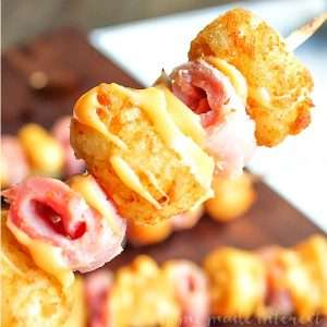 Ham and Cheese Tater Tot Skewers
