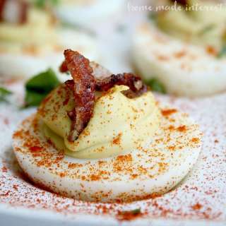 Bacon Sriracha Avocado Deviled Eggs