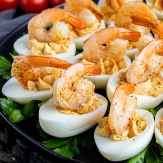 Shrimp Cocktail Deviled Eggs