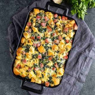 Gruyère, Ham, and Spinach Strata