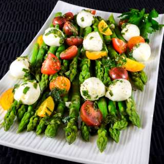 Asparagus Caprese Salad with Basil Gremolata