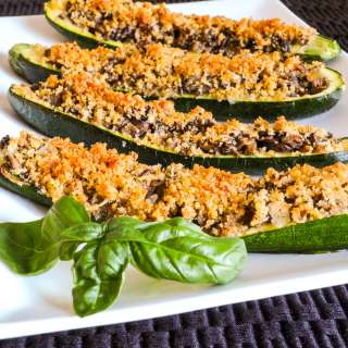 Mushroom-Stuffed Zucchini with Parmesan Panko Topping