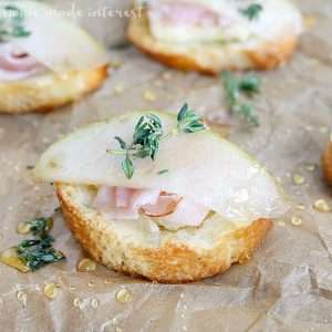 Havarti, Ham, and Pear Crostini