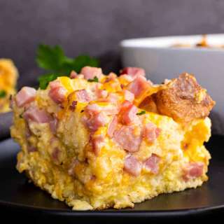 Ham Egg and Cheese Bake with English Muffins