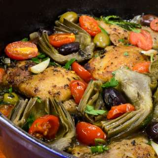 Tuscan Chicken with Artichokes, Tomatoes, and Olives