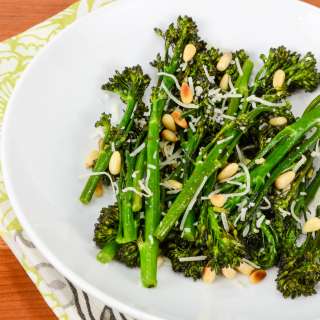 Roasted Broccolini with Garlic, Pine Nuts, and Parmesan