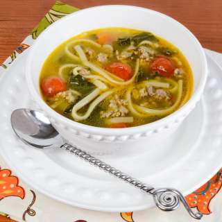 Linguine with Chicken Italian Sausage, Tomatoes, and Kale Soup