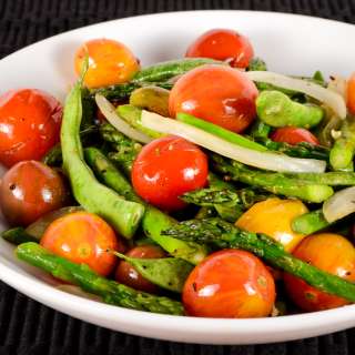 Roasted Heirloom Tomatoes, Asparagus, and Green Beans