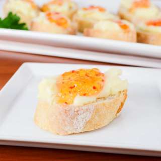 Brie and Mango Pepper Jelly Crostini