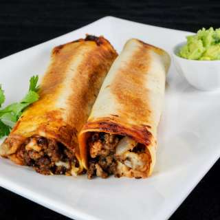Beef, Bean, and Pepper Jack Baked Flautas