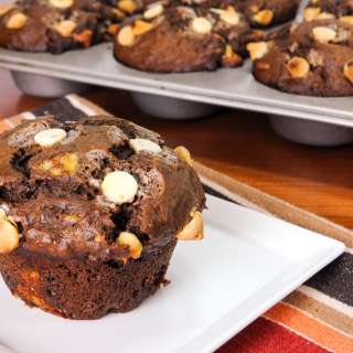 Chocolate, Banana, and White Chocolate Chip Muffins