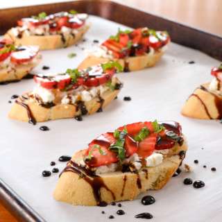 Strawberry and Goat Cheese Bruschetta with Fresh Basil