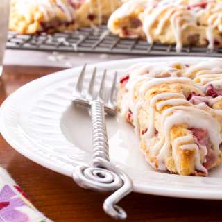 Strawberry Scones with Vanilla Bean Glaze