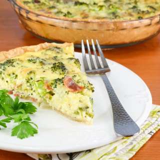 Broccoli, Extra Sharp Cheddar, and Bacon Quiche