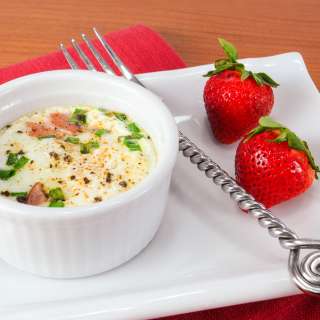 Baked Eggs with Ham, Cheddar, and Chives