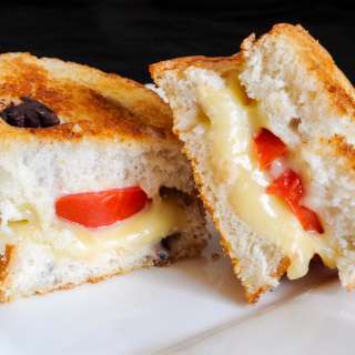 Grilled Havarti and Tomato on Kalamata Olive Bread