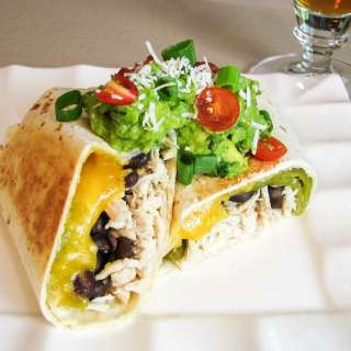 Shredded Chicken, Green Chile, Black Bean, and Cheddar Cheese Chimichanga