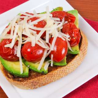 Sautéed Tomato, Avocado, and Parmesan Open-Faced Sandwich