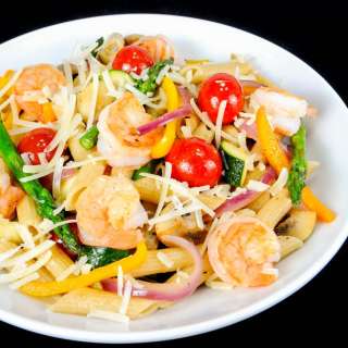 Summer Veggies with Pasta and Shrimp