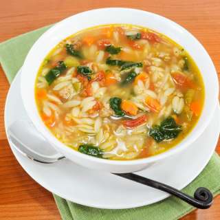 Spinach and Turkey Italian Sausage Soup with Veggies & Orzo