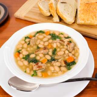 White Bean Soup with Kale and Turkey Italian Sausage