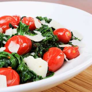 Sautéed Kale with Grape Tomatoes, Garlic, and Parmesan