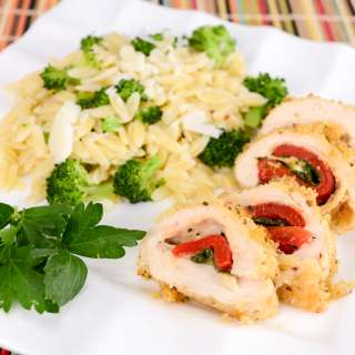 Roasted Pepper, Spinach, and Sharp Cheddar Stuffed Chicken Breast