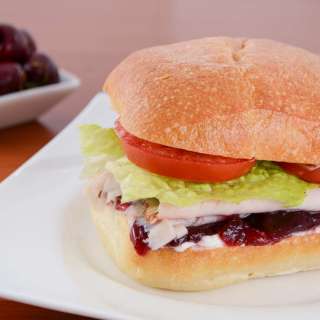 Turkey, Cranberry, and Cream Cheese on Toasted Ciabatta