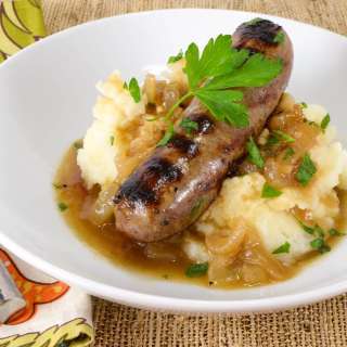 Bangers and Mash with Onion Gravy