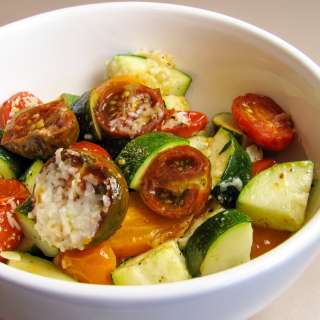 Roasted Tomato Medley with Zucchini and Cotija Cheese