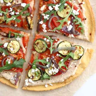 Socca Pizza with Roasted Veggies