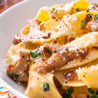 Pappardelle with Chanterelles in a Garlic Butter Wine Sauce