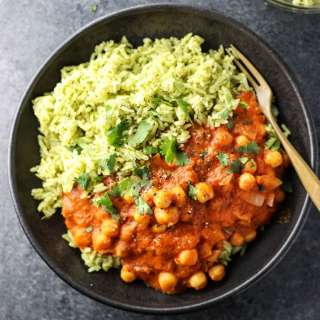 Vegan Chickpea Tikka Masala with Green Rice
