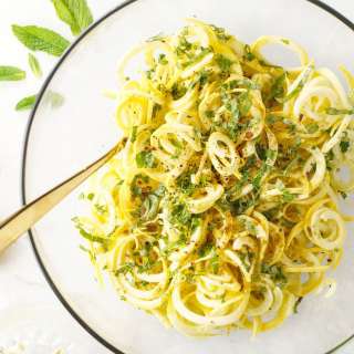 Spiralized Summer Squash "Noodles" with Basil & Mint