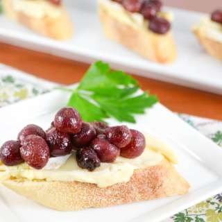 Roasted Grape and Brie Crostini