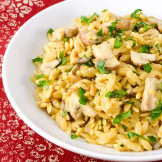 Orzo with Garlicky Mushrooms, Parmesan, and Basil