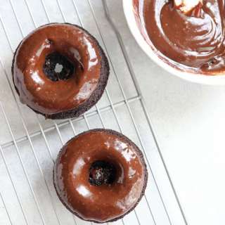 Gluten Free Donuts with Chocolate Peanut Buter Glaze