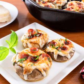 Pepperoni Pizza Stuffed Garlic Butter Mushrooms
