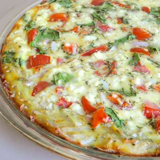 Tomato, Spinach, and Dill Quiche with a Shredded Potato Crust