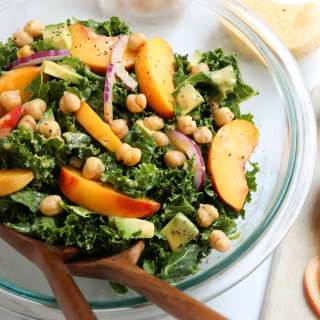 Peach Salad with Kale & Avocado
