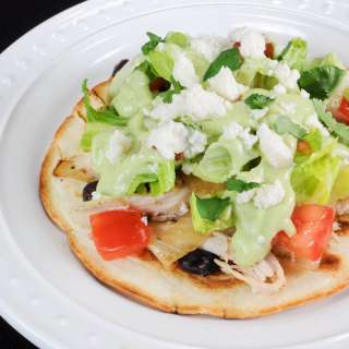Chicken Tostadas with Avocado Dressing
