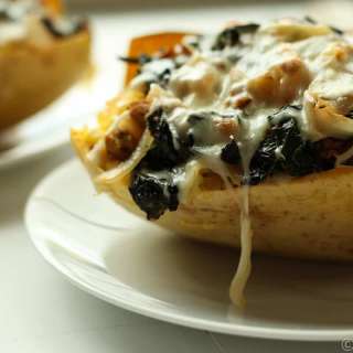 Sausage and Kale Spaghetti Squash Boats
