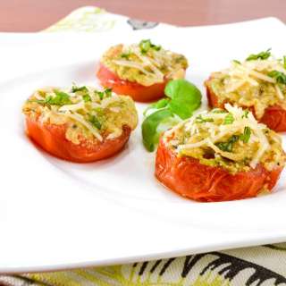 Roasted Tomatoes with Pesto and Parmesan 
